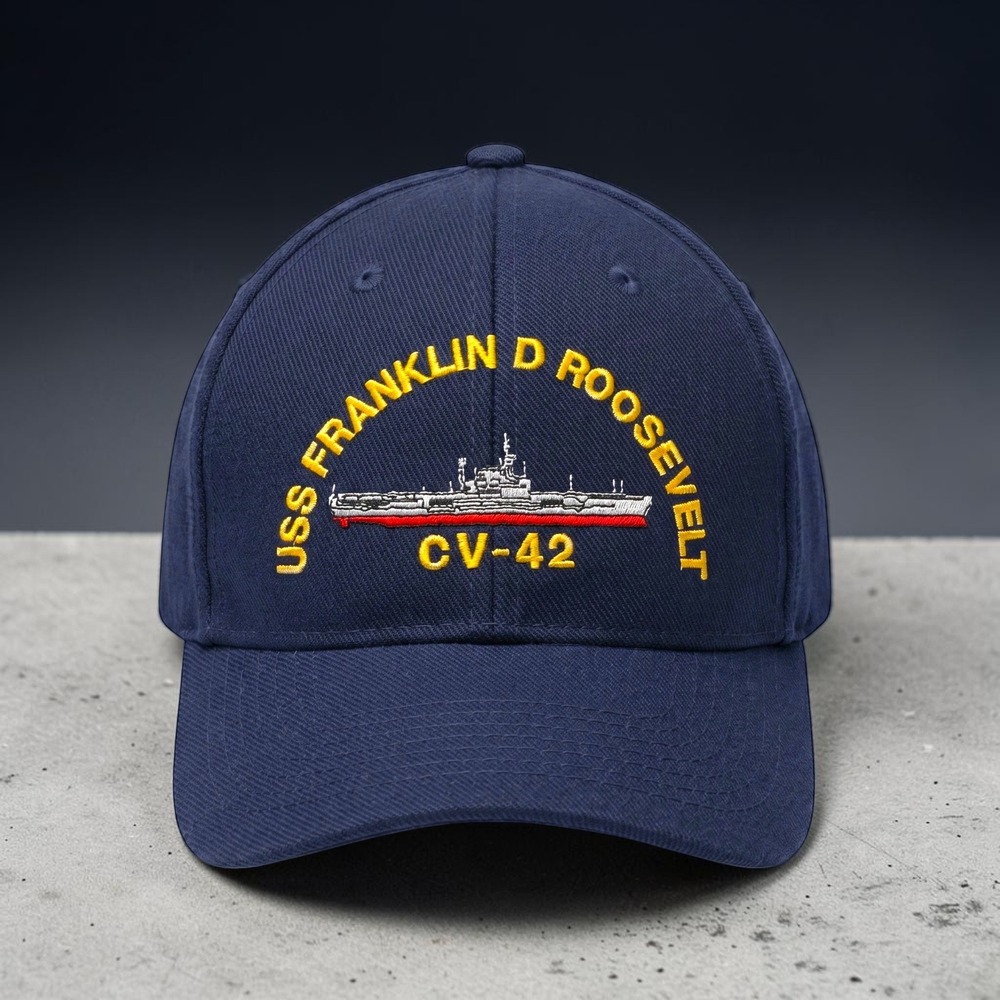 Eagle Crest USS Franklin D Roosevelt CV-42 Navy Blue Hat Aircraft Carrier Cap